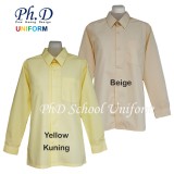 PhD Yellow & Beige Shirt Long Sleeve Quality School Uniform | Baju Sekolah Seragam Lengan Panjang Kuning & Beige Berkualiti