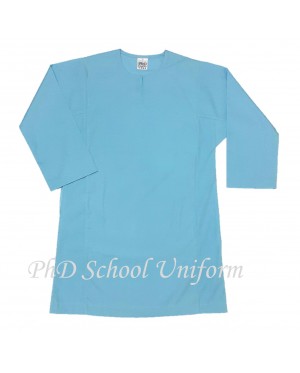 PhD School Uniform Size 20-28, SS, S, M, L, XL, XXL Light Blue Baju Kurung Biru Muda Sekolah Berkualiti Lembut Selesa