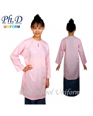 PhD School Uniform Size 20-28,SS,S,M,L,XL,XXL) Pink Merah Jambu Baju Kurung Sekolah Berkualiti Lembut Selesa