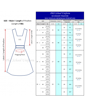 Waist 28 Length 38 Bib (13.5)(14)(14.5) PhD School Uniform Secondary Dress Pinafore | Seragam Sekolah Menengah Perempuan