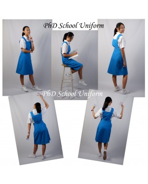 Waist 39 Length 41,42,43 Bib 16,16.5,17,17.5 PhD School Uniform Secondary Dress Pinafore Baju Sekolah Menengah Perempuan